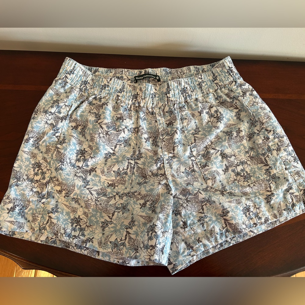 Roots Hemp Collection Floral Shorts - Blue and White Floral